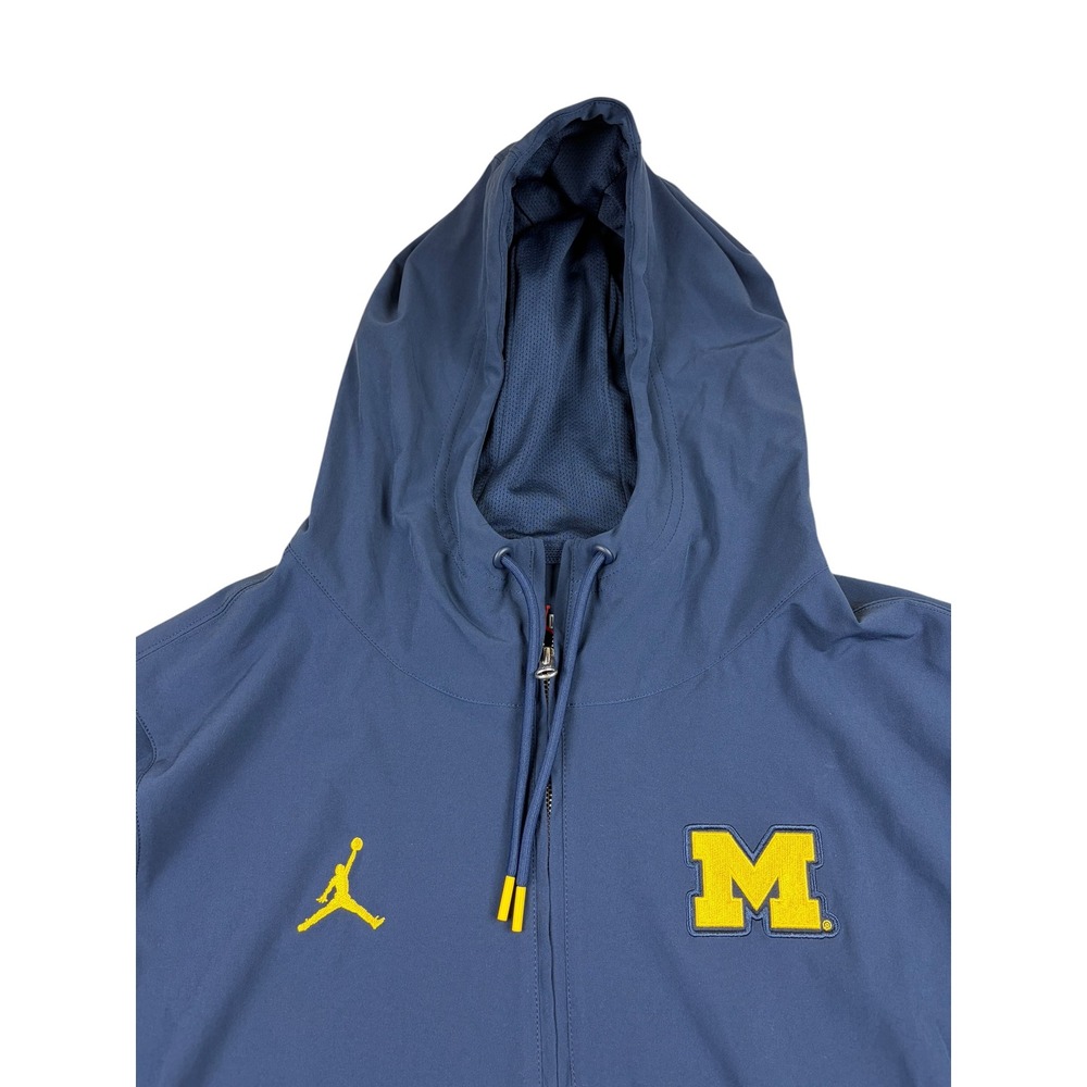 Jordan Mens Michigan Wolverines Quarter Zip Hooded  Navy Blue Large